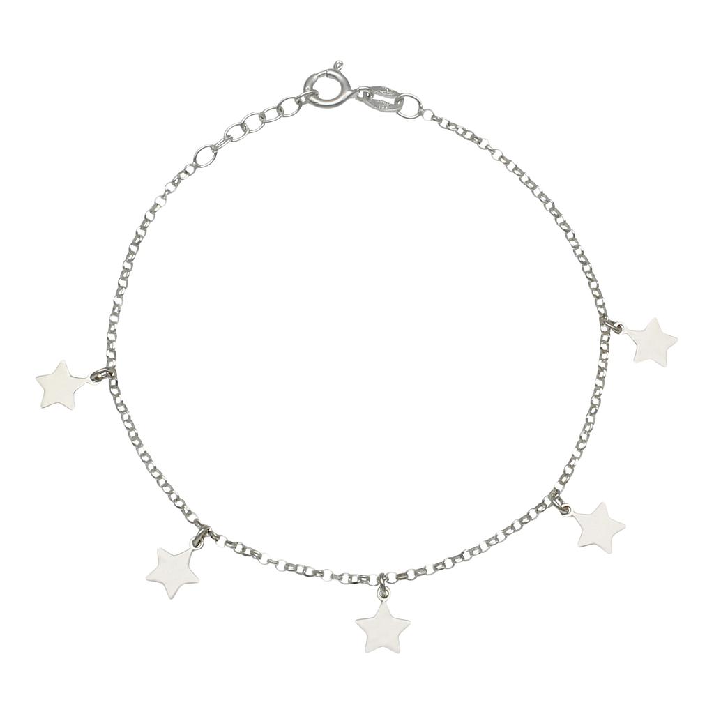 PULSERA MINI CHARMS ESTRELLAS PLATA 925MM