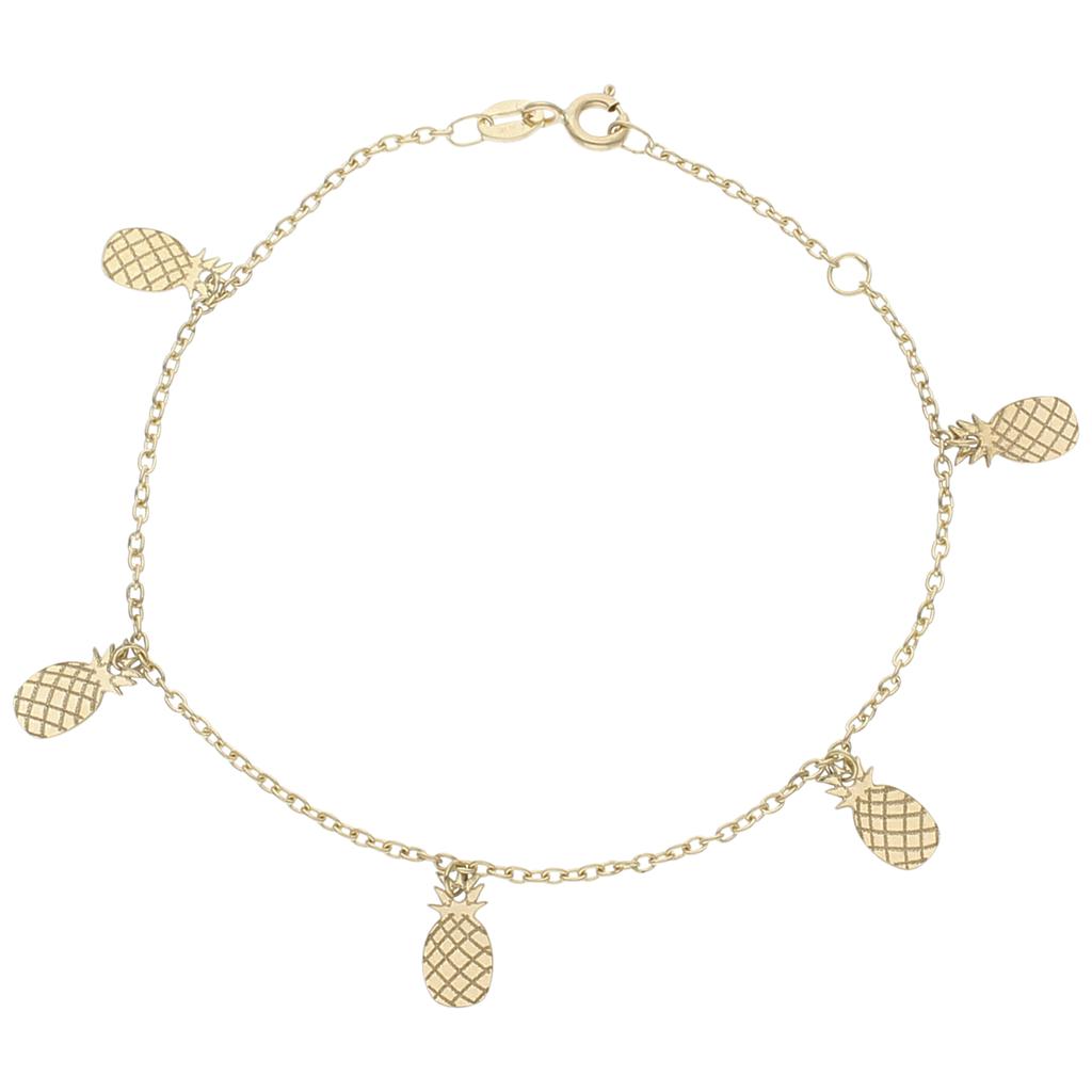 PULSERA MINI CHARMS PIÑAS ORO 18KL