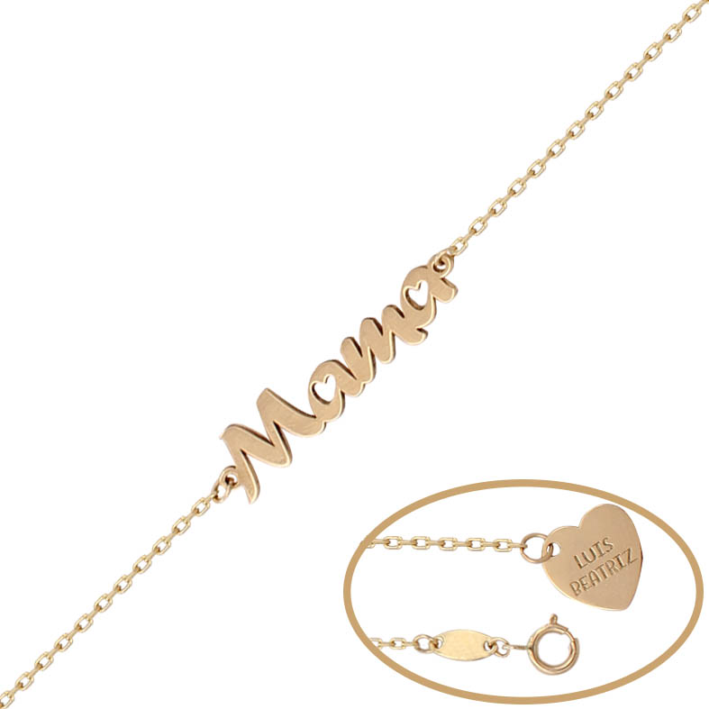 PULSERA NOMBRE + CORAZON ORO 18KL