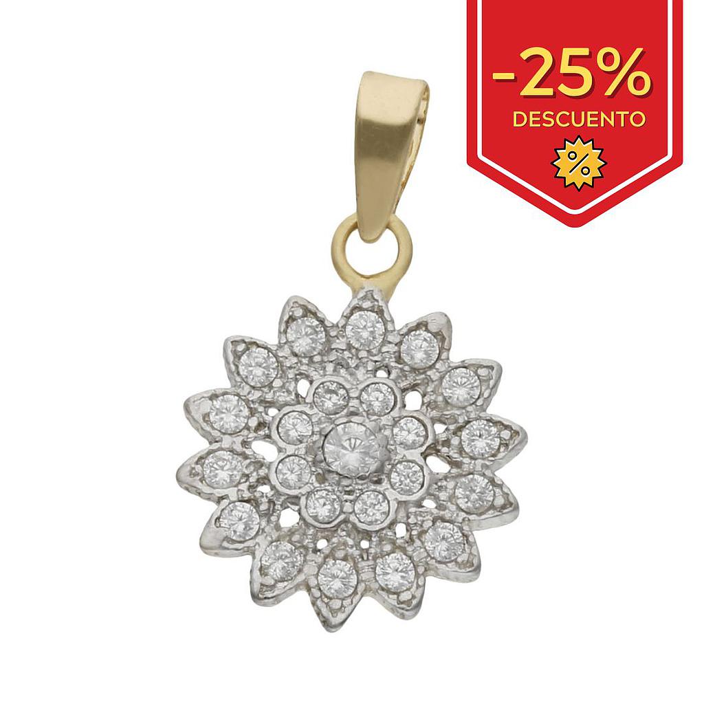 COLGANTE ORO 18KL SOL BICOLOR CIRCONITAS