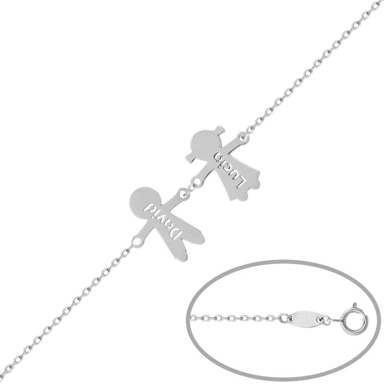 PULSERA NOMBRE NIÑA + NIÑO PLATA 925MM