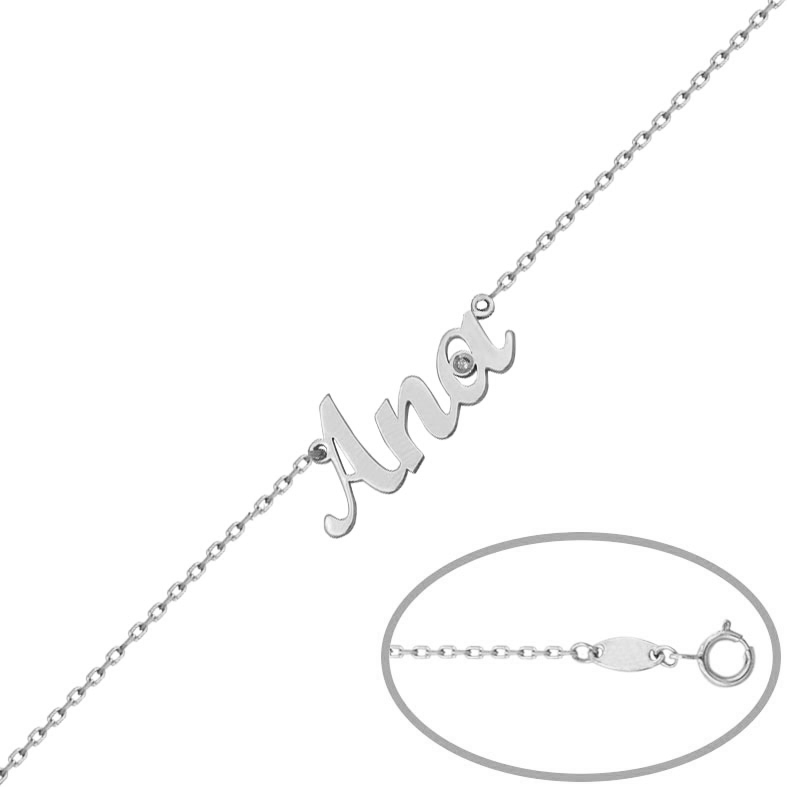 PULSERA ORO BLANCO 18KL + DIAMANTE NOMBRE PEQUEÑO