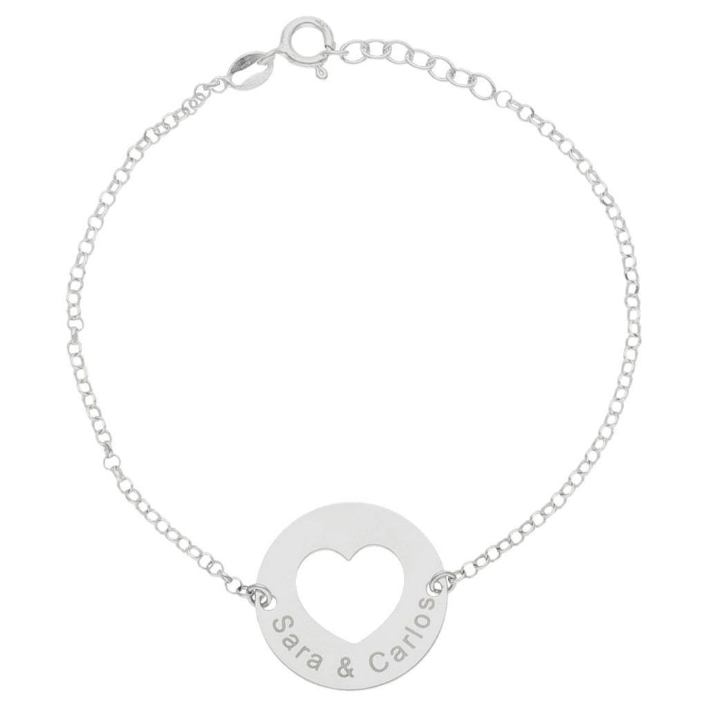 PULSERA ORO BLANCO 18KL CIRCULO + NOMBRES