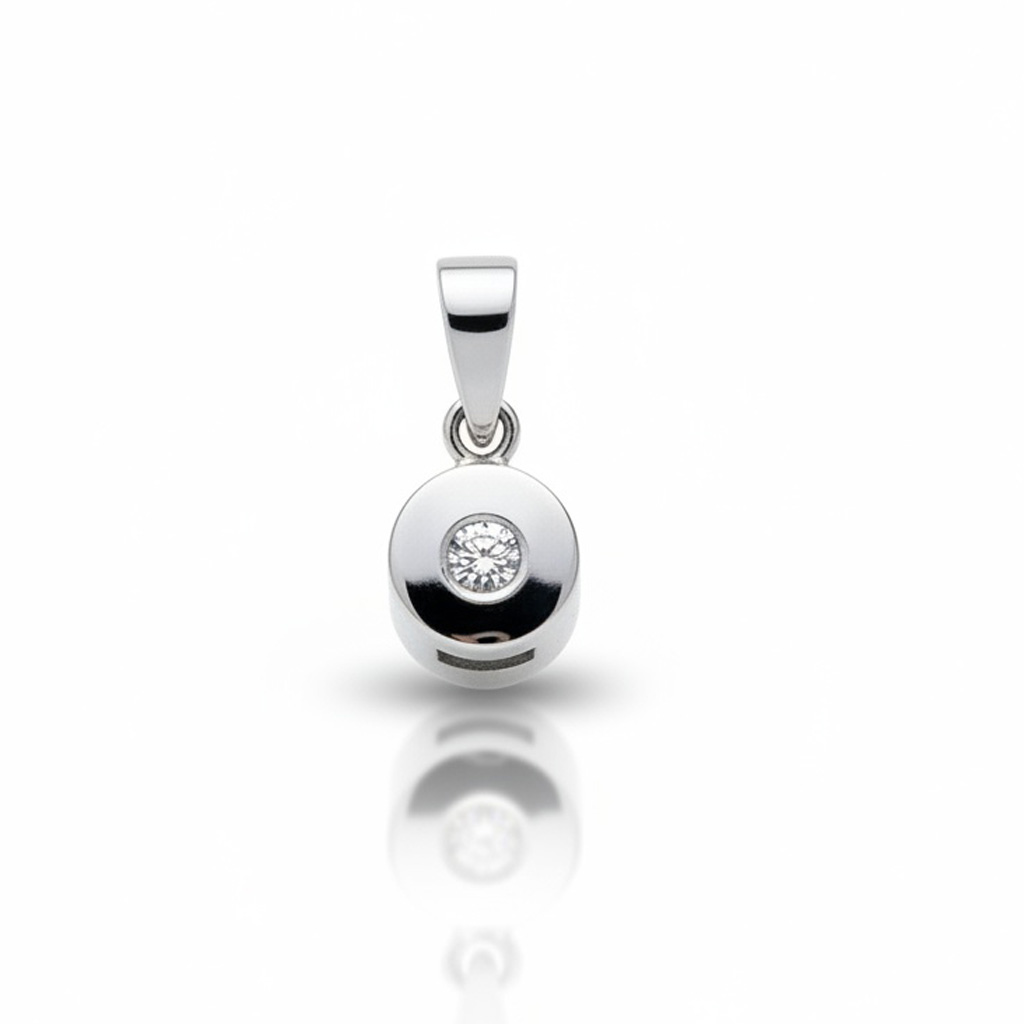 COLGANTE ORO BLANCO 18KL DIAMANTE CHATON - 6.50MM