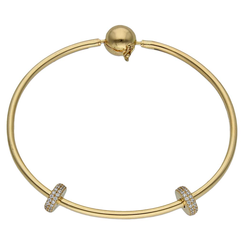 PULSERA RIGIDA ORO 18KL STOPPERS CIRCONITAS