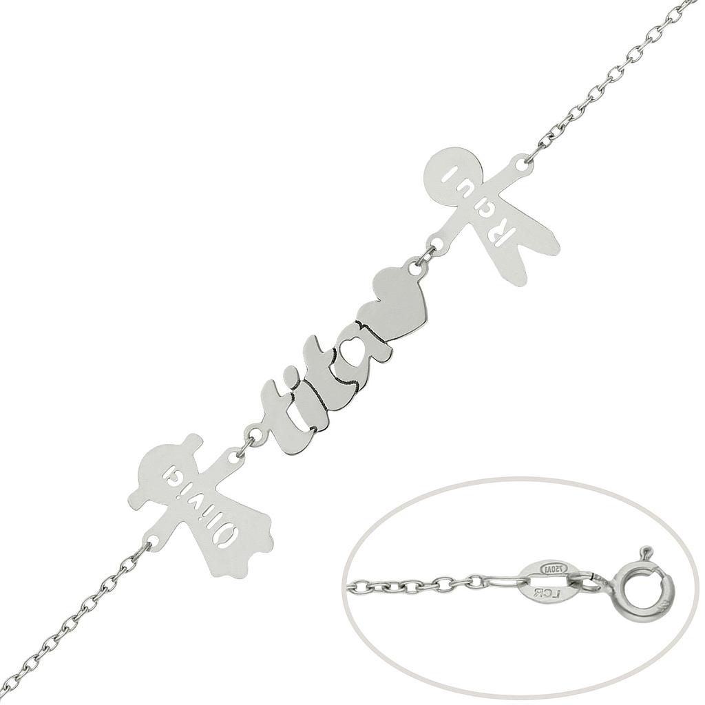 PULSERA TITA + NIÑOS ORO BLANCO 18KL