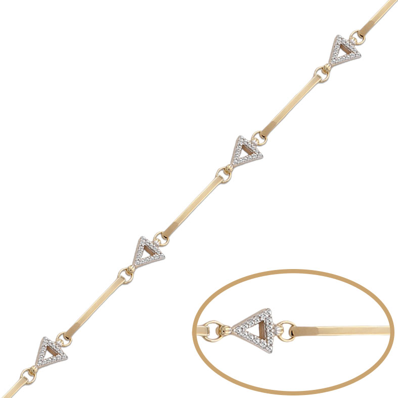 PULSERA TRIANGULOS ORO 18KL CIRCONITAS