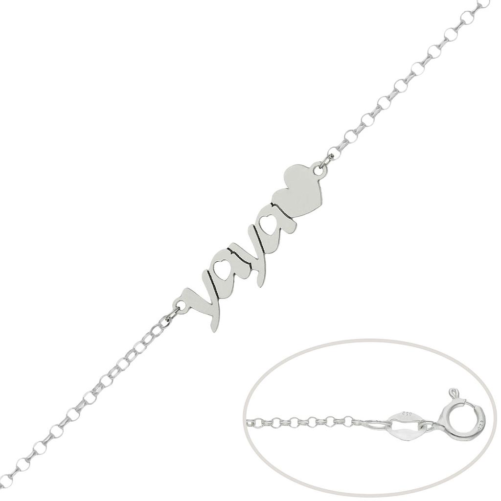 PULSERA YAYA + CORAZON PLATA 925MM 