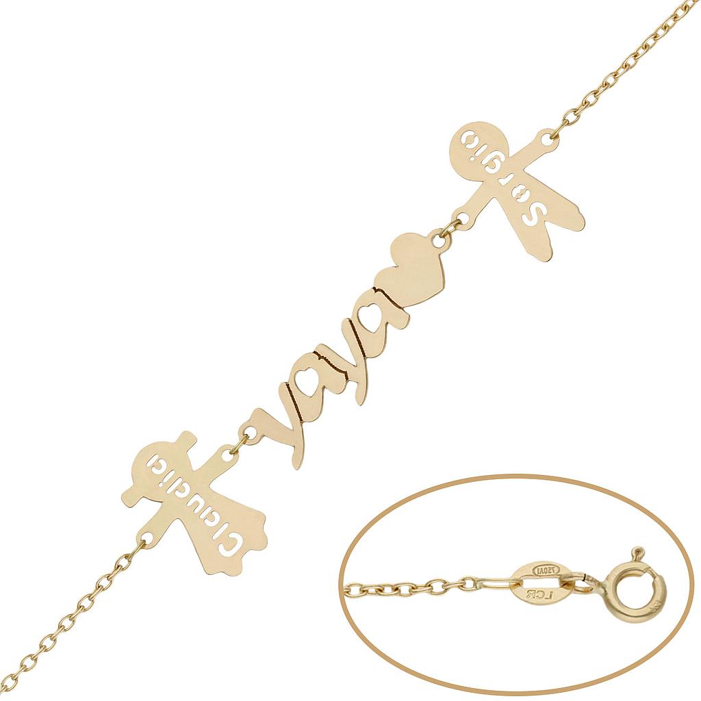 PULSERA YAYA + NIÑOS ORO 18KL