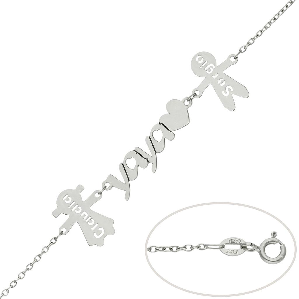 PULSERA YAYA + NIÑOS ORO BLANCO 18KL