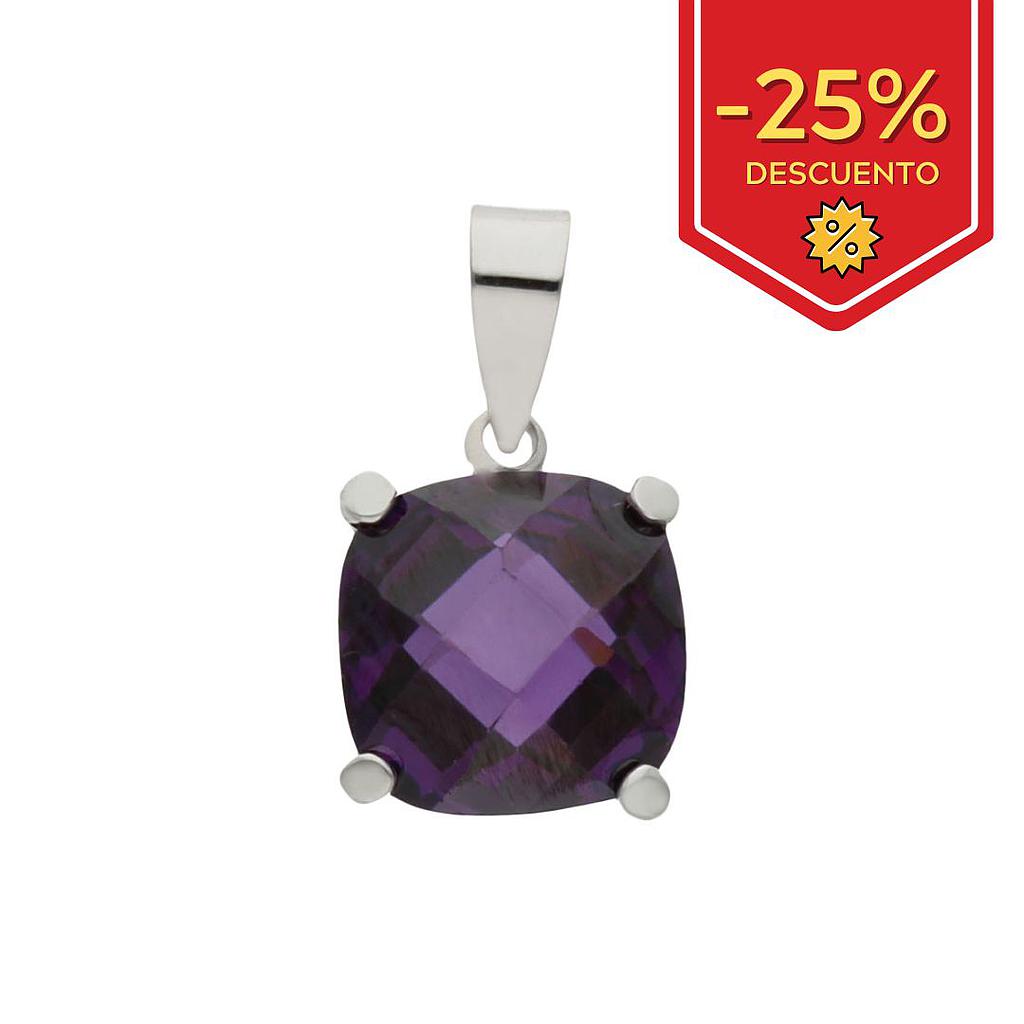 COLGANTE ORO BLANCO 18KL PIEDRA VIOLETA