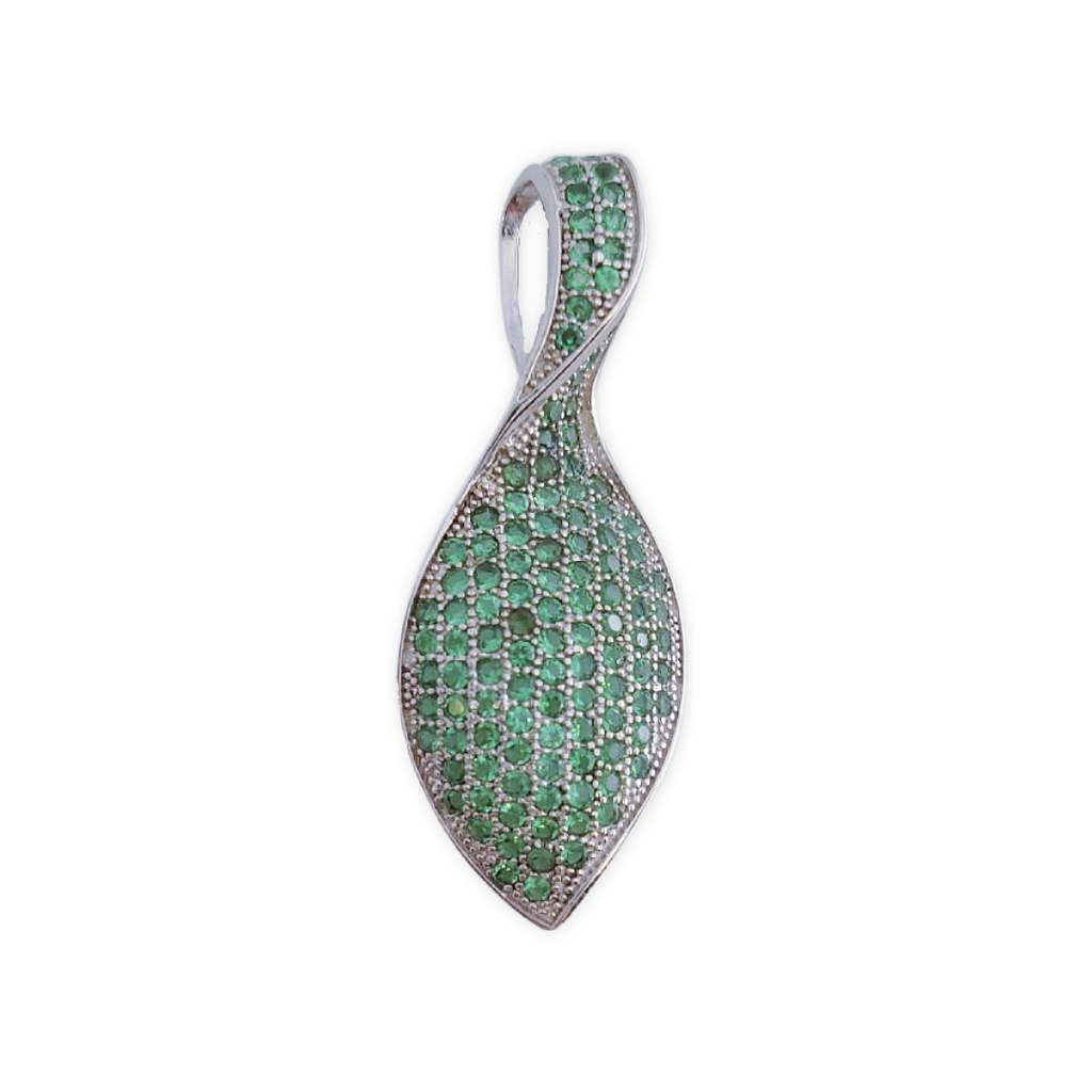 COLGANTE PLATA 925MM CIRCONITAS VERDES