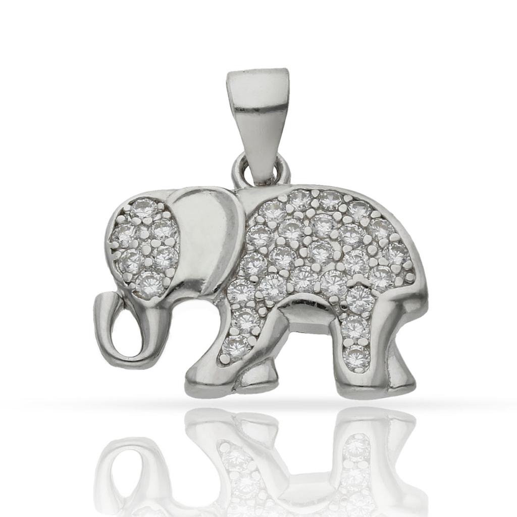 COLGANTE PLATA 925MM ELEFANTE CIRCONITAS - 18x12MM