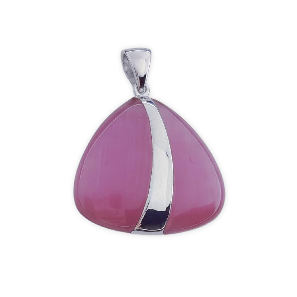 COLGANTE PLATA 925MM OJO DE GATO FUCSIA