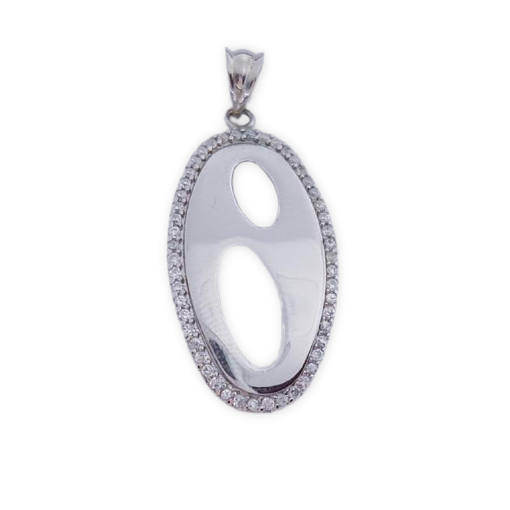 COLGANTE PLATA 925MM OVALADO CIRCONITAS