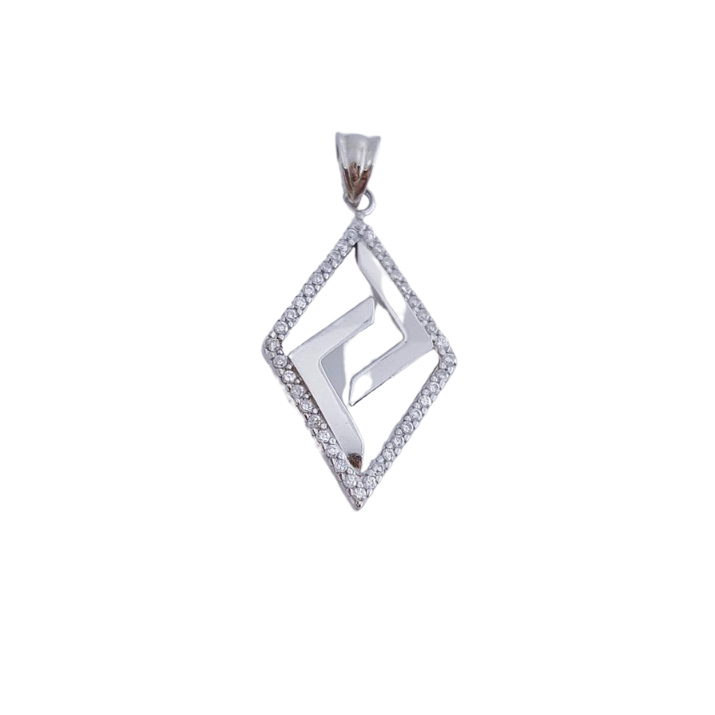 COLGANTE PLATA 925MM ROMBO CIRCONITAS