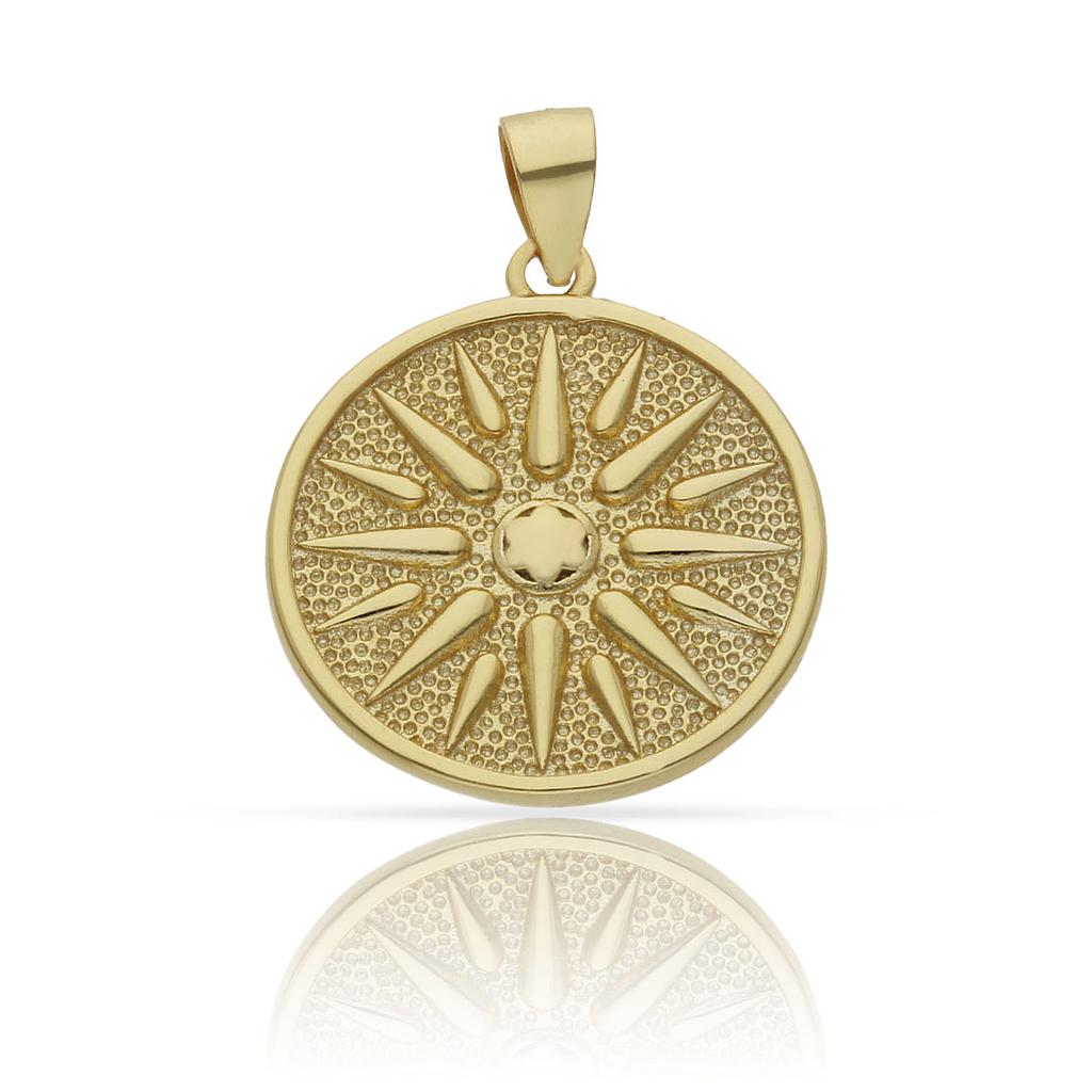 COLGANTE PLATA CHAPADA ORO SOL EGIPCIO - 20MM