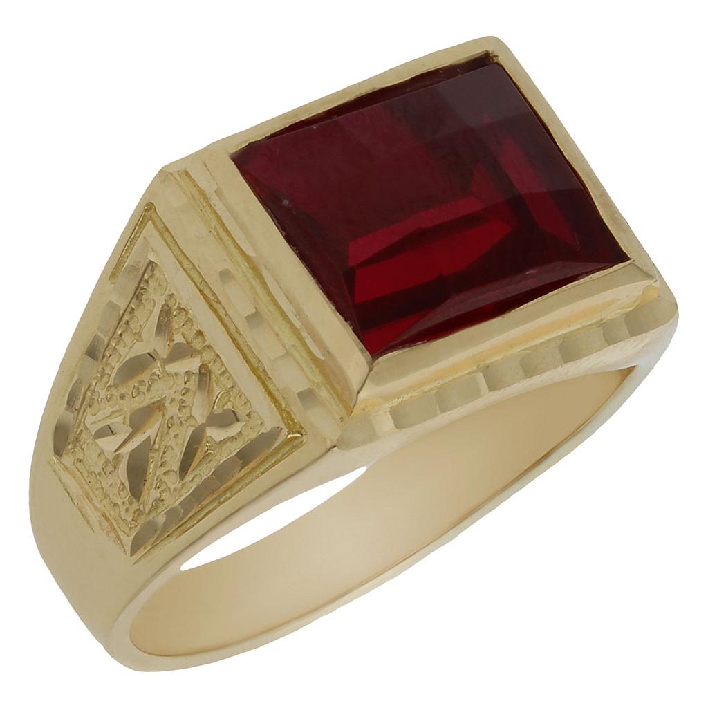 SELLO ORO 18KL PIEDRA ROJA