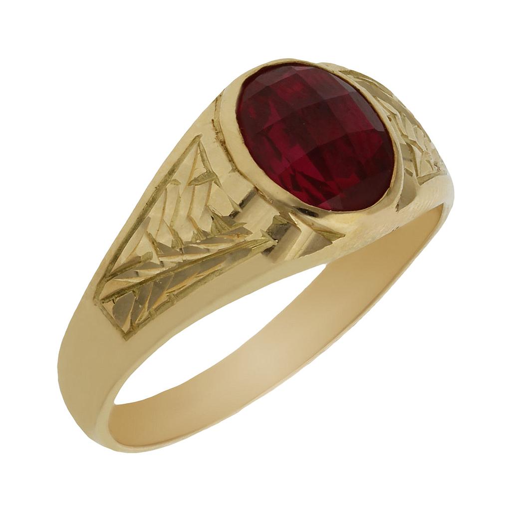 SELLO ORO 18KL PIEDRA ROJA