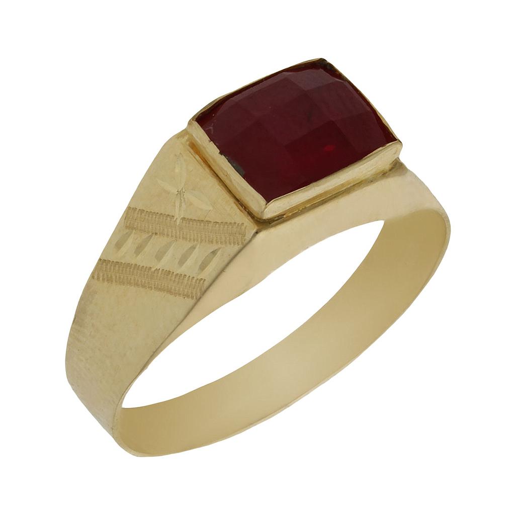 SELLO ORO 18KL PIEDRA ROJA