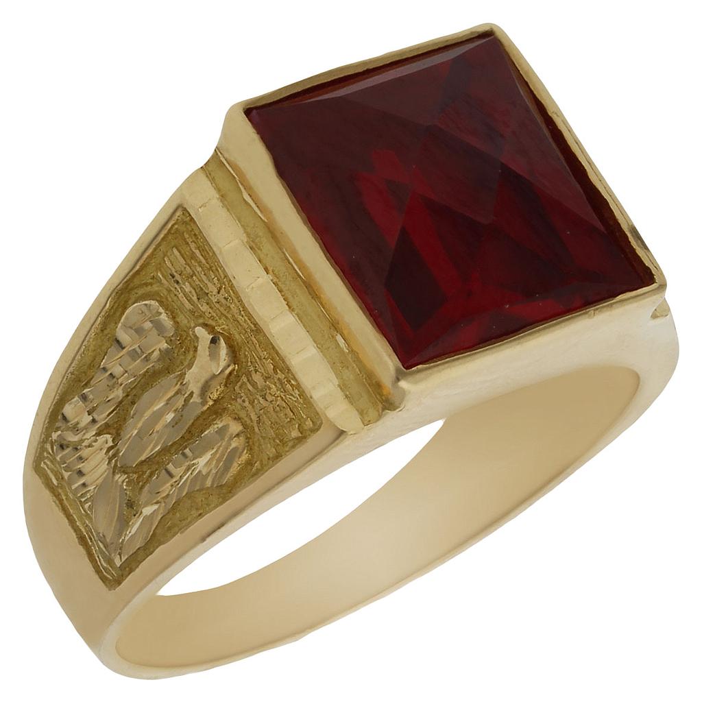 SELLO ORO 18KL PIEDRA ROJA