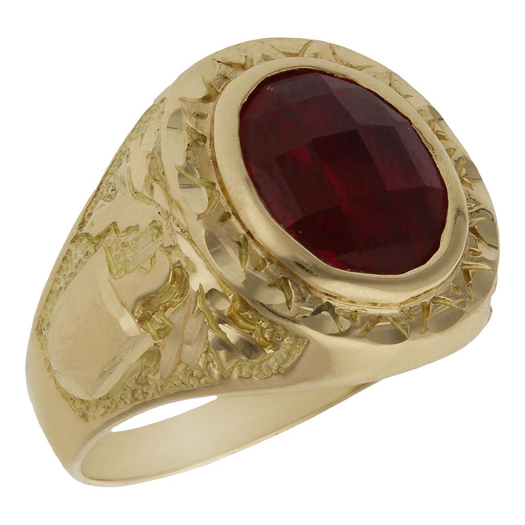 SELLO ORO 18KL PIEDRA ROJA