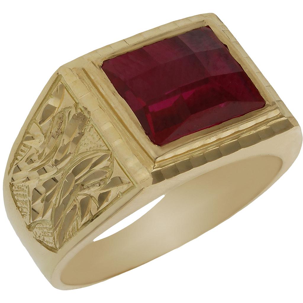 SELLO ORO 18KL PIEDRA ROJA