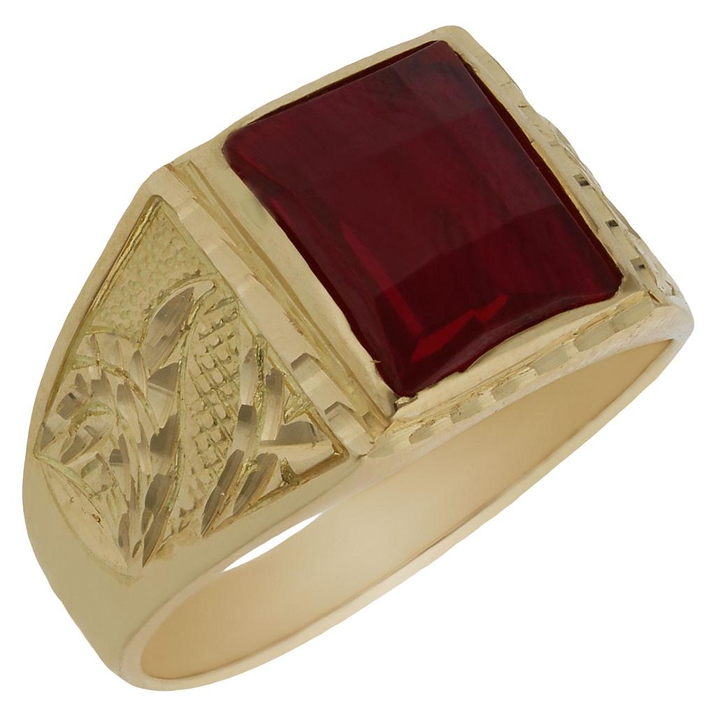 SELLO ORO 18KL PIEDRA ROJA