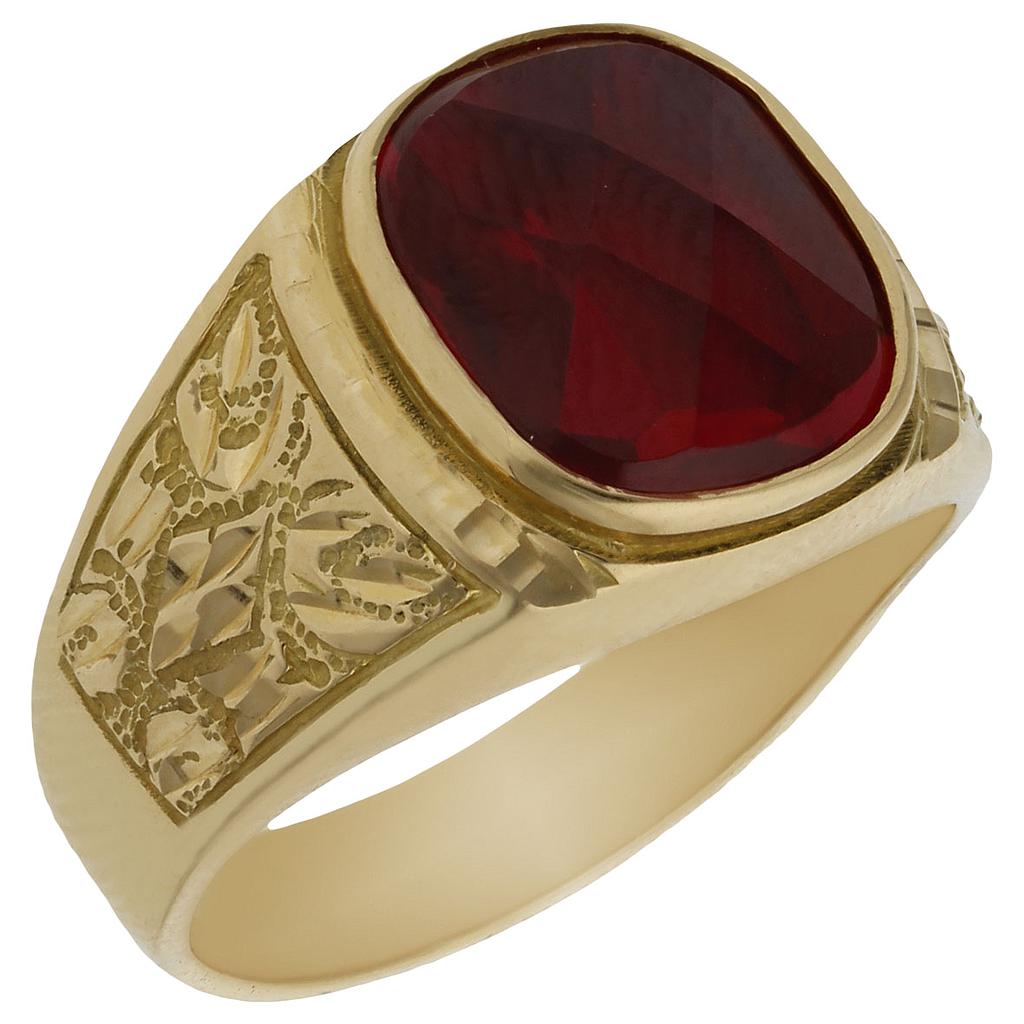 SELLO ORO 18KL PIEDRA ROJA