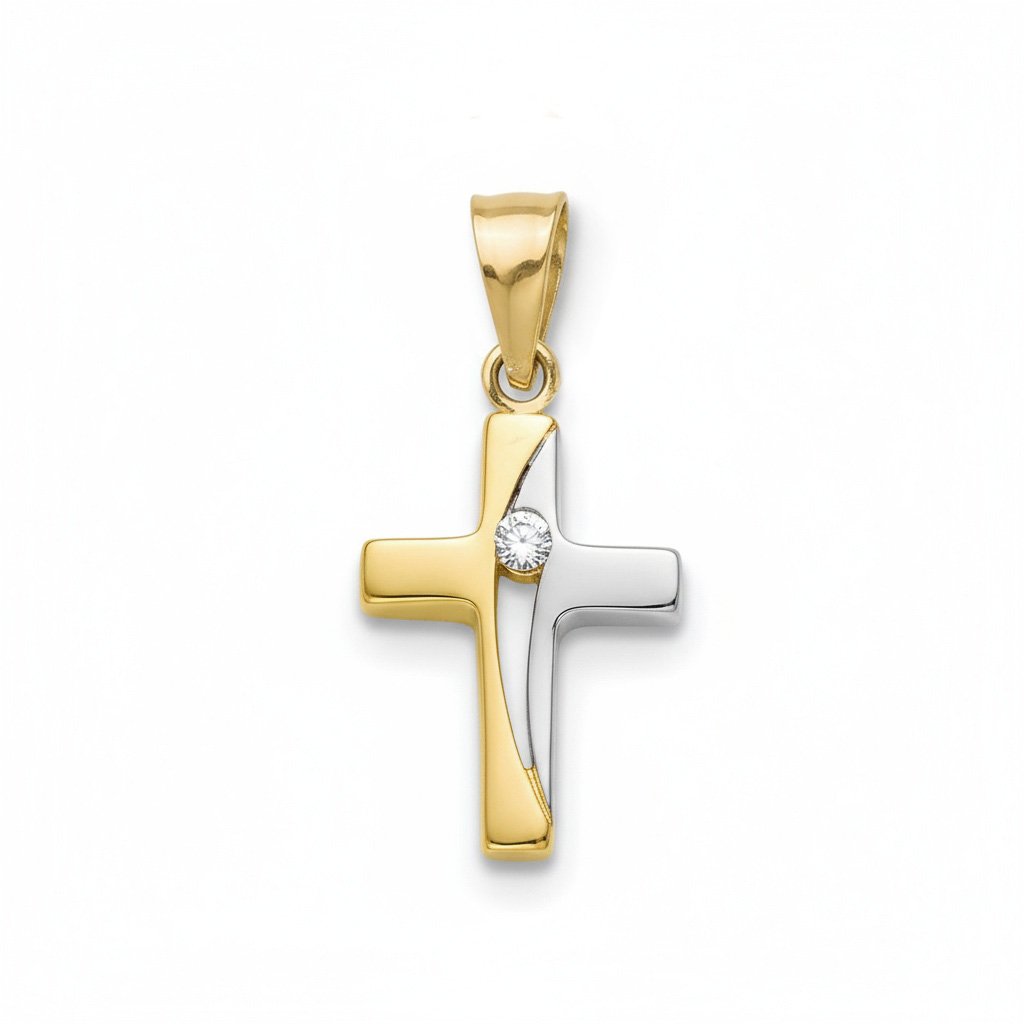 CRUZ ORO 18KL BICOLOR - 11X17MM