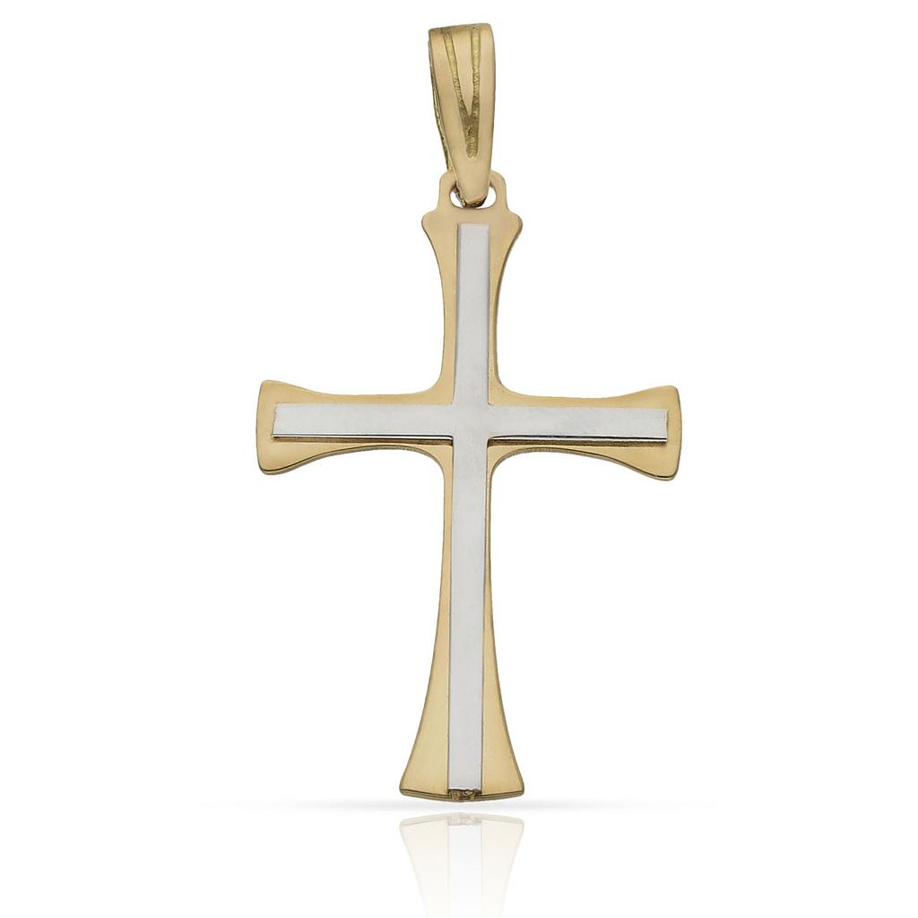 CRUZ ORO 18KL BICOLOR - 18X28MM
