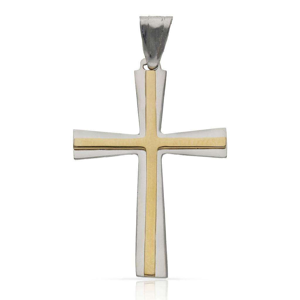 CRUZ ORO 18KL BICOLOR -22X33MM