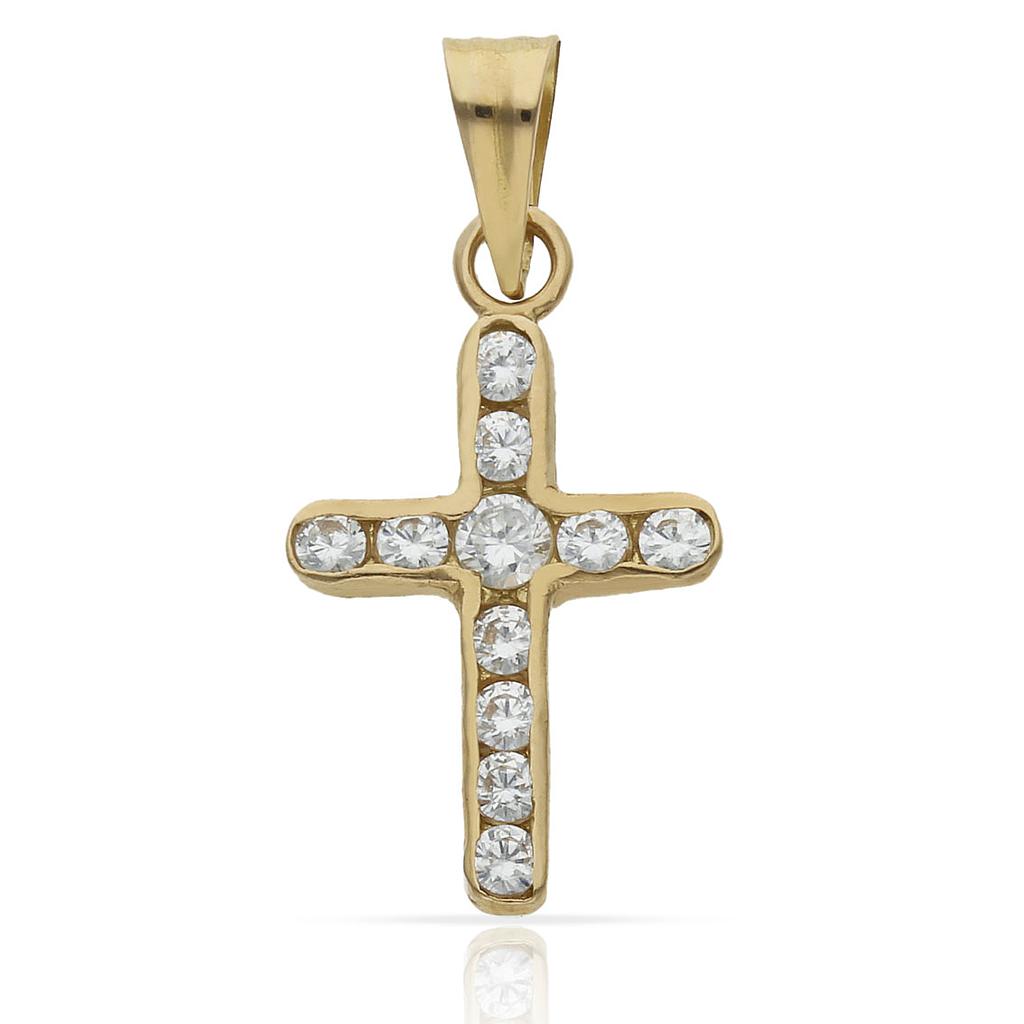 CRUZ ORO 18KL CIRCONITAS - 14X24MM