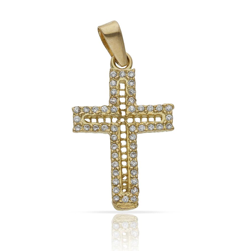 CRUZ ORO 18KL CIRCONITAS - 14x22MM