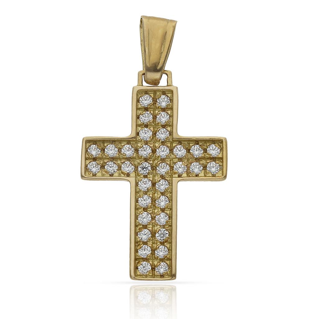 CRUZ ORO 18KL CIRCONITAS - 18x27MM