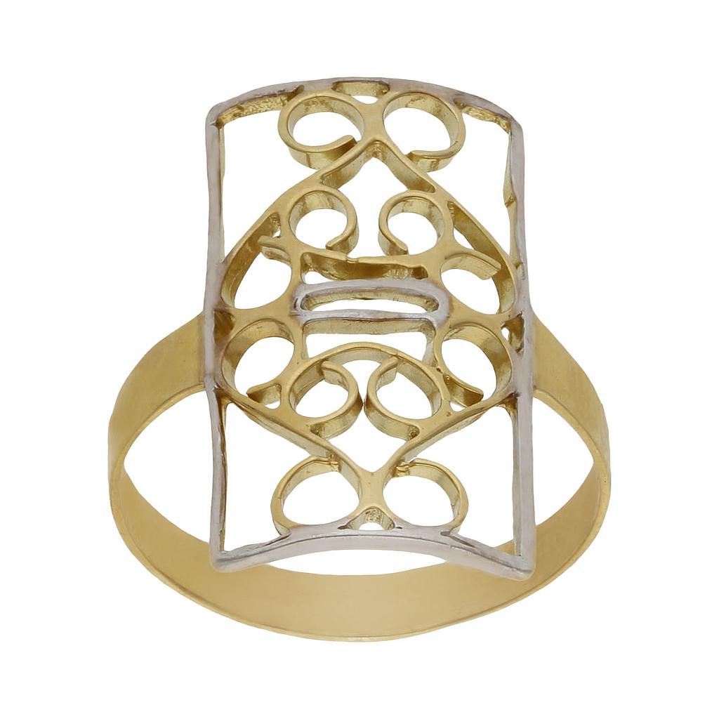 SORTIJA BICOLOR ORO 18KL  RECTANGULAR