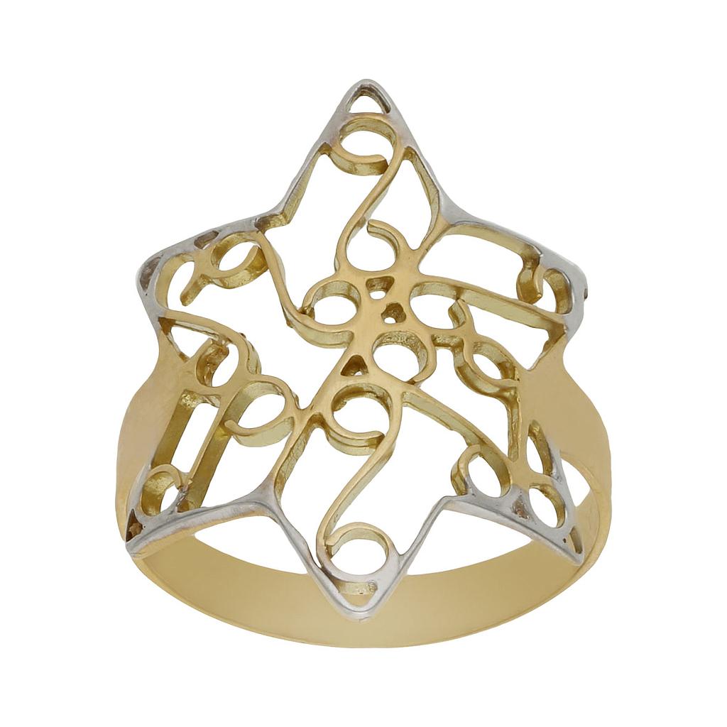 SORTIJA BICOLOR ORO 18KL ESTRELLA 