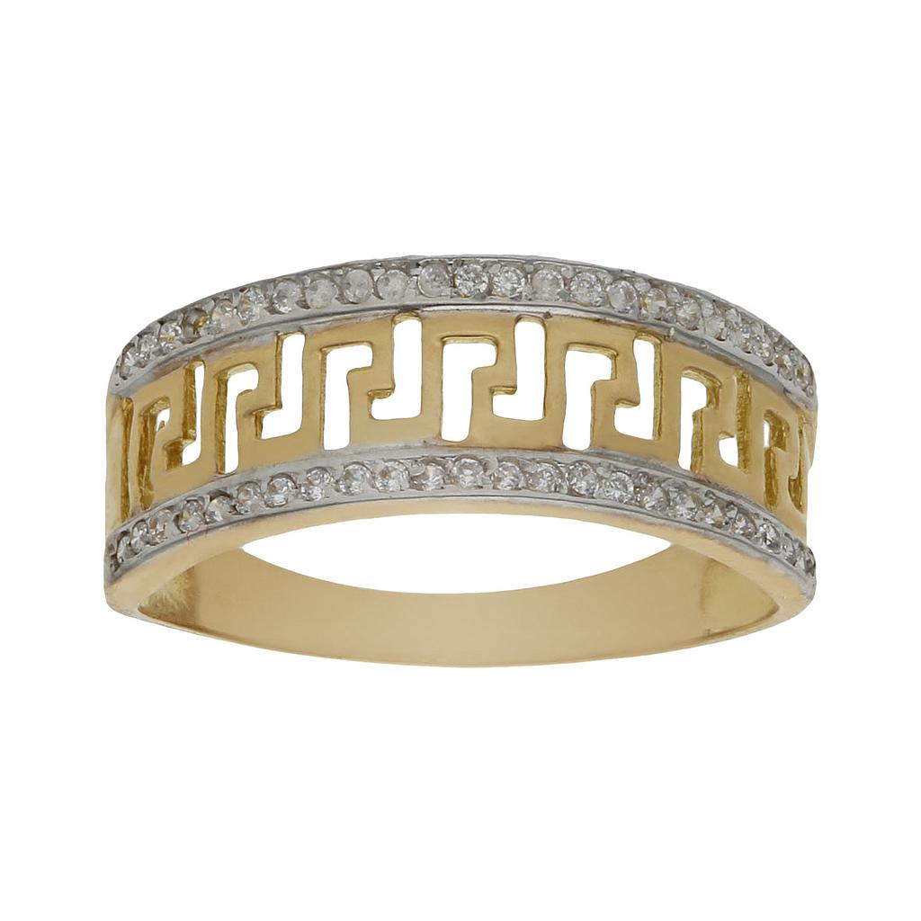 SORTIJA BICOLOR ORO 18KL GRECA CIRCONITAS