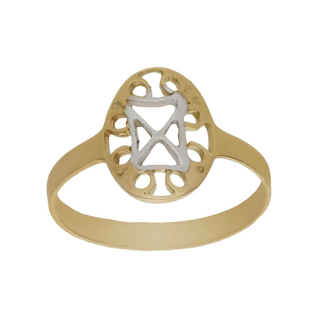 SORTIJA BICOLOR ORO 18KL OVALADA