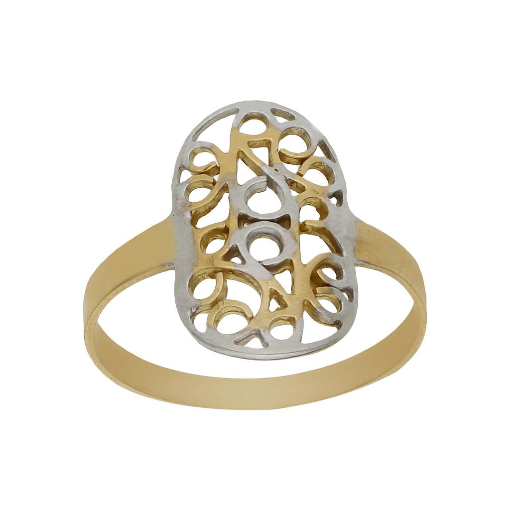 SORTIJA BICOLOR ORO 18KL OVALADA