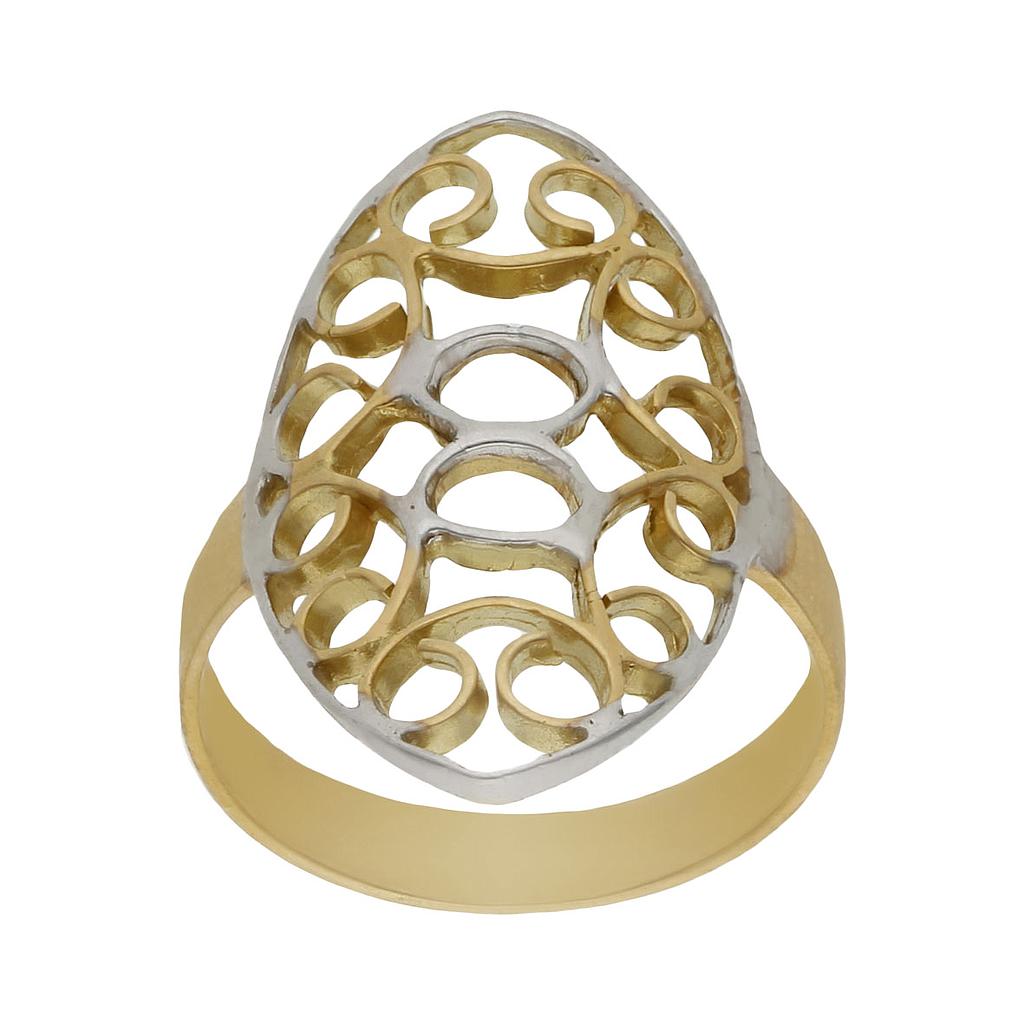 SORTIJA BICOLOR ORO 18KL OVALADA 