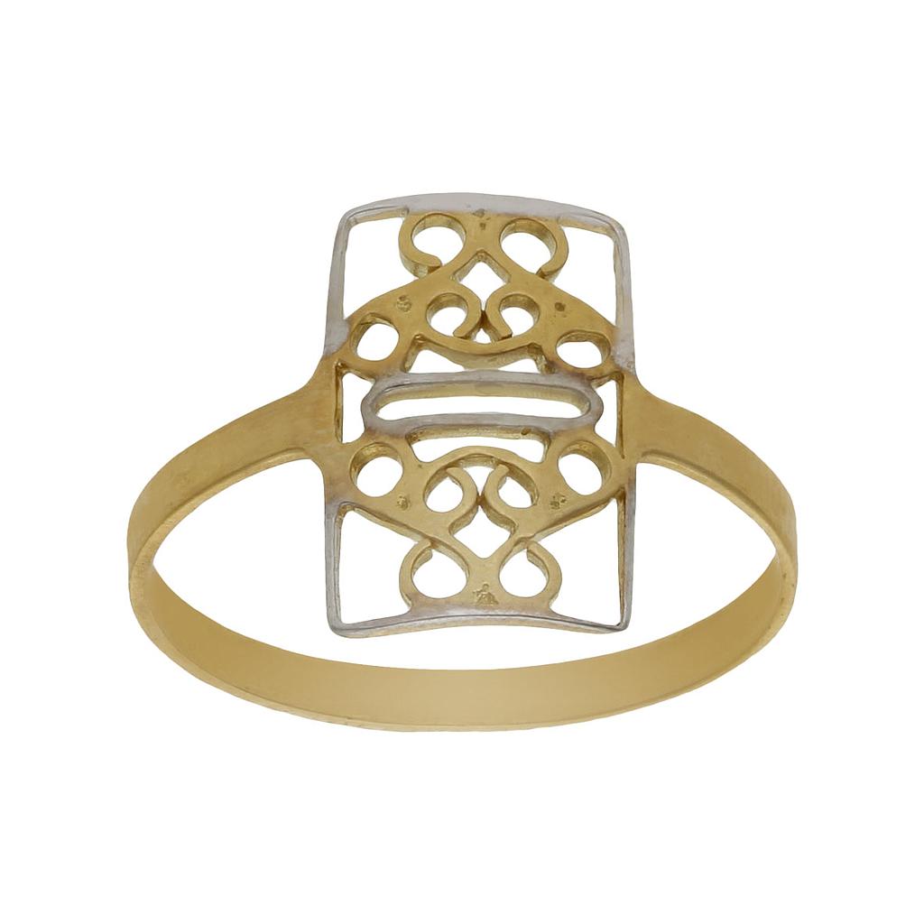 SORTIJA BICOLOR ORO 18KL RECTANGULAR 