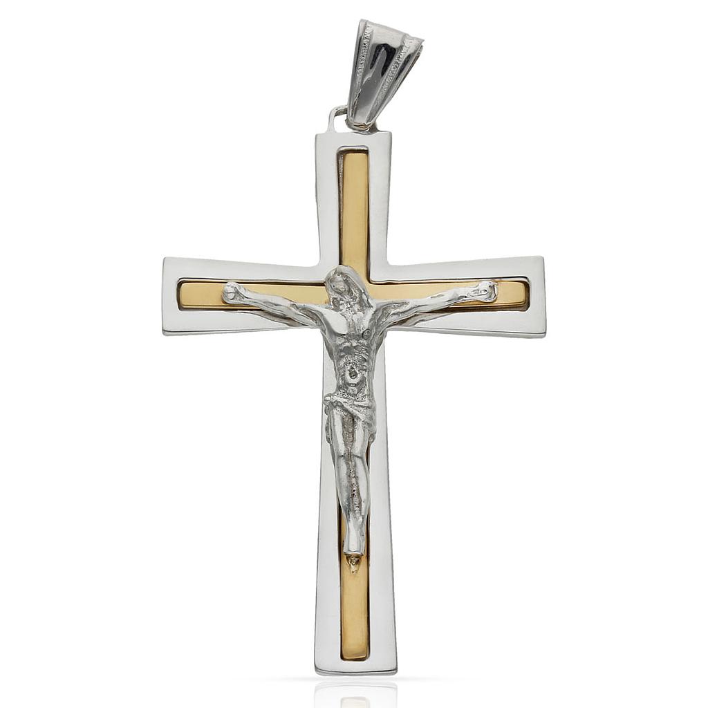 CRUZ ORO 18KL CRISTO BICOLOR - 26x40MM