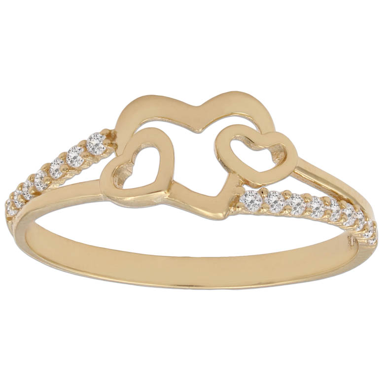 SORTIJA CORAZONES ORO 18KL CIRCONITAS