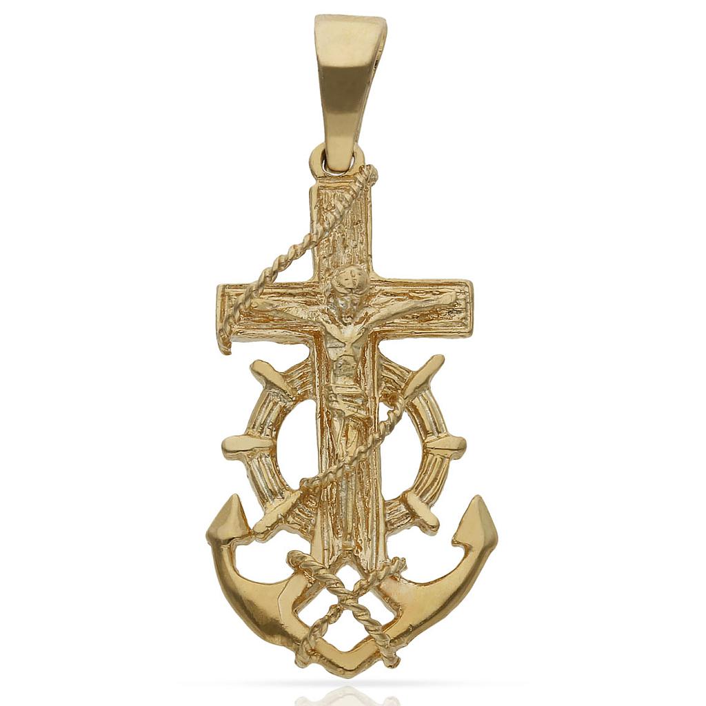 CRUZ ORO 18KL MARINERA CRISTO-18X35MM