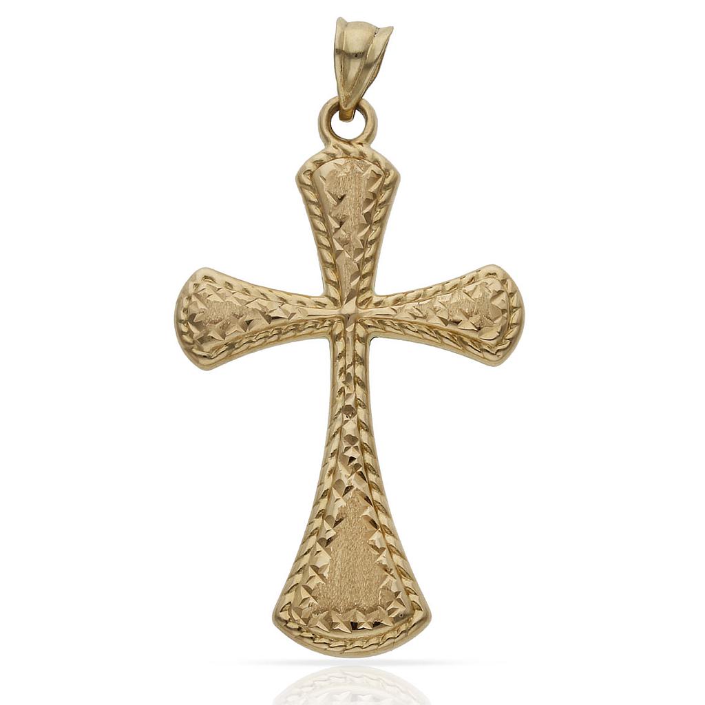 CRUZ ORO 18KL TALLADA - 22x36MM