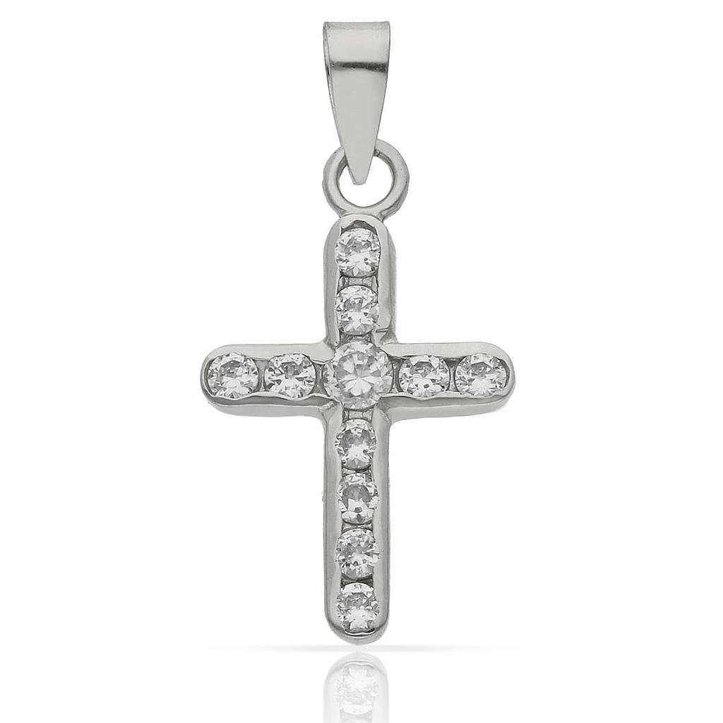 CRUZ ORO BLANCO 18KL CIRCONITAS