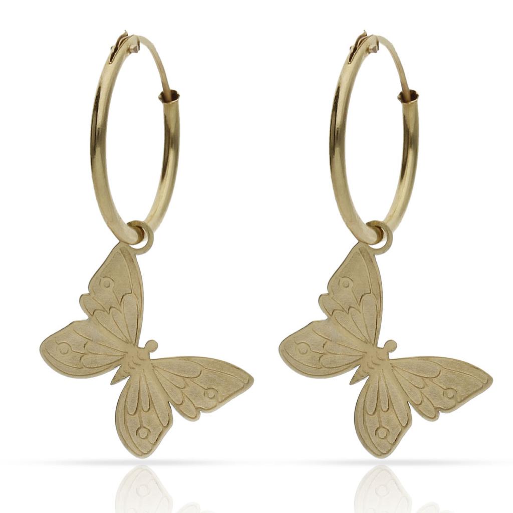 AROS ORO 18KL MARIPOSAS