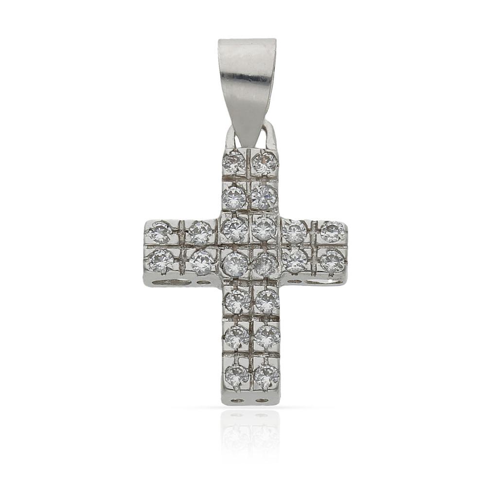 CRUZ ORO BLANCO 18KL CIRCONITAS - 14x19MM