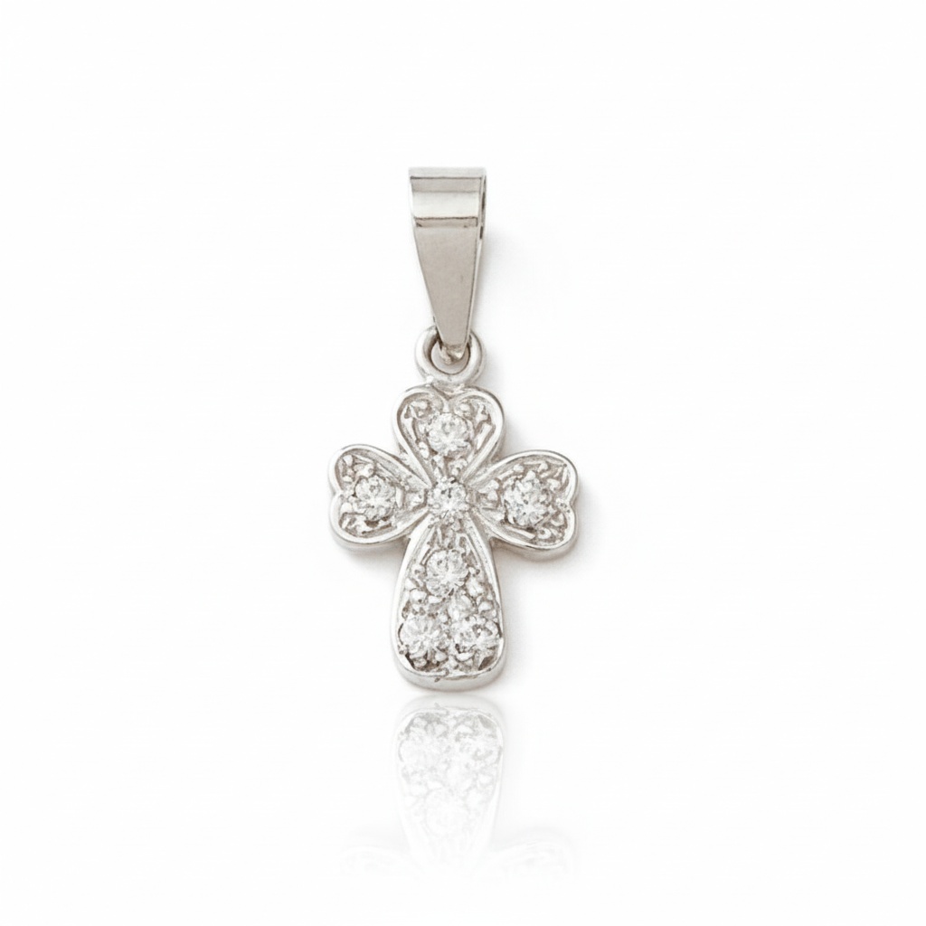 CRUZ ORO BLANCO 18KL DIAMANTES